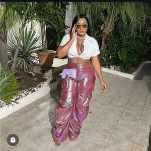 Holographic Pink Cargo Pants